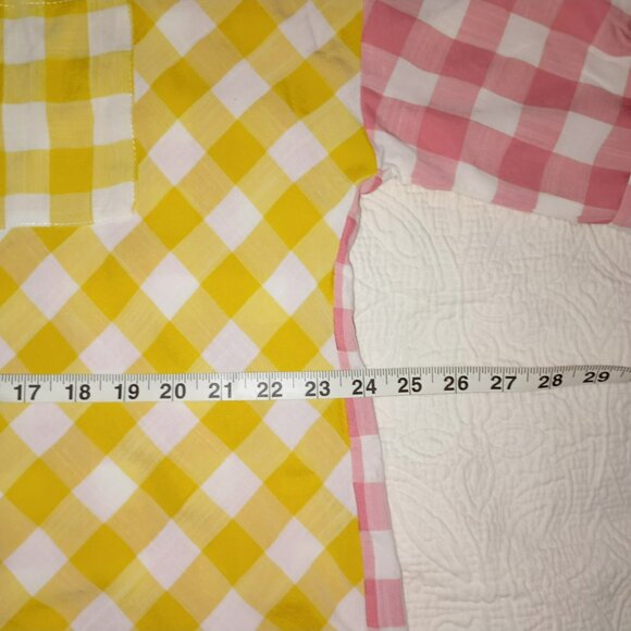 Atikshop Button-Up Shirt Pink & Yellow Gingham Colorblock Front Pocket Womens - Picture 13 of 13